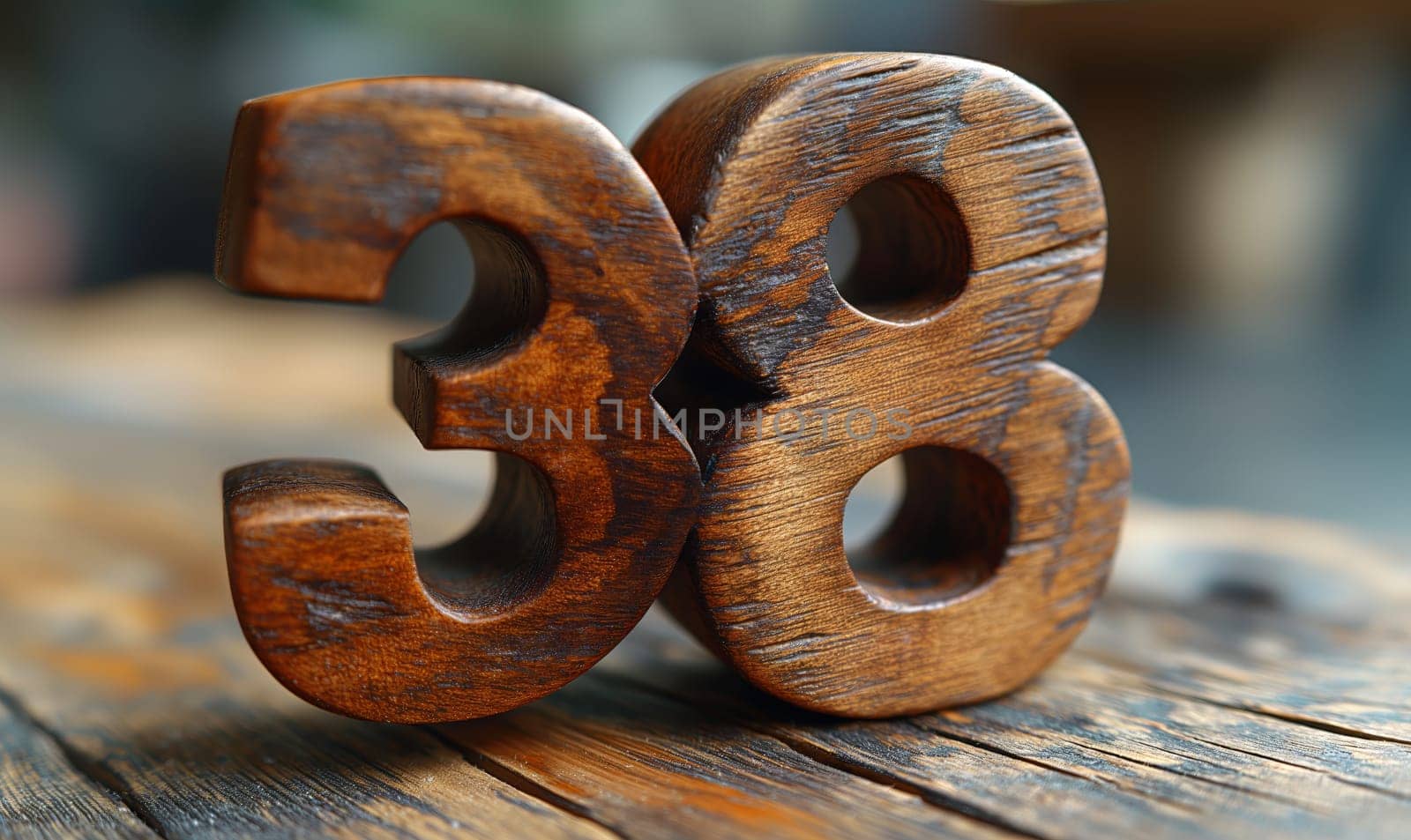 The number 38 on an abstract background. Selective focus.