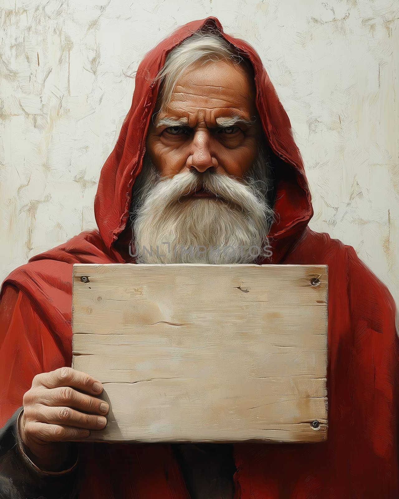 Gray-haired man holding blank form. Selective focus.