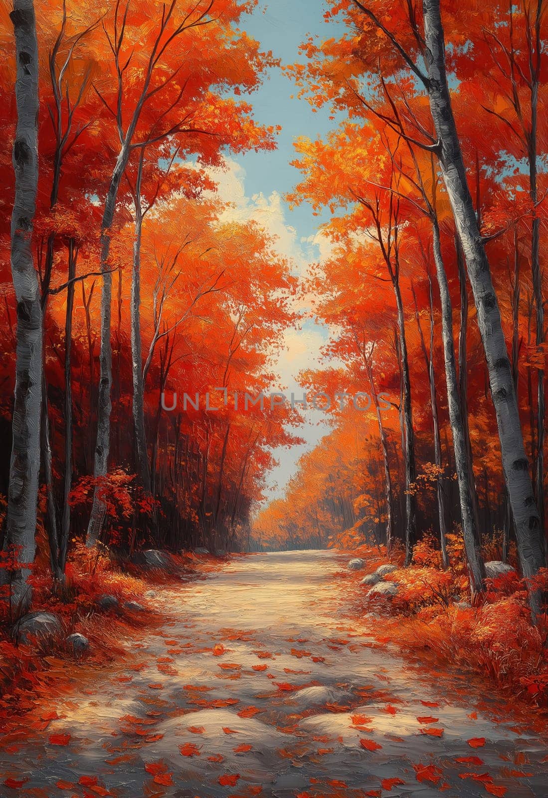 Path in a colorful autumn forest. Selective focus.