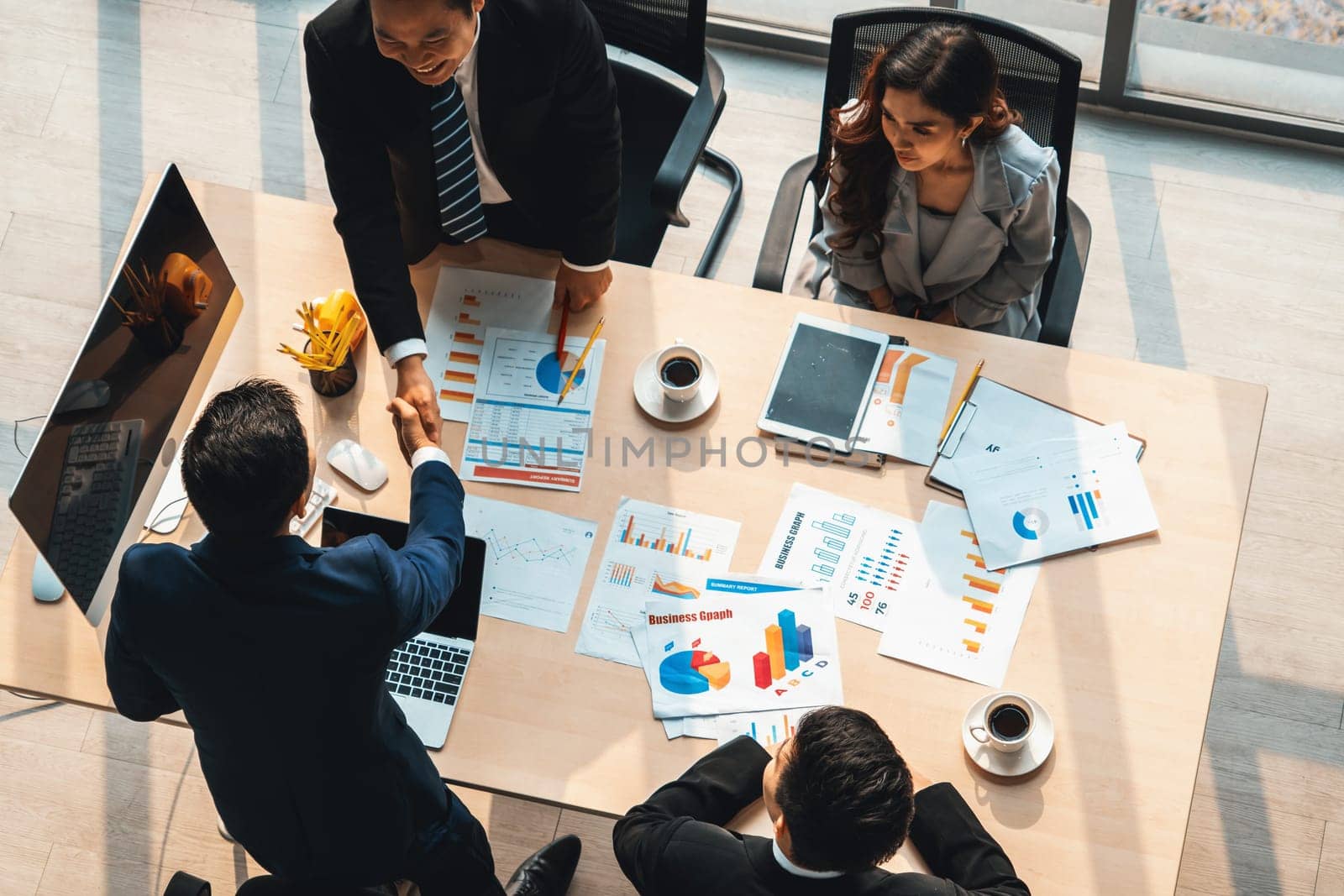 Group business people handshake at meeting table Jivy by biancoblue