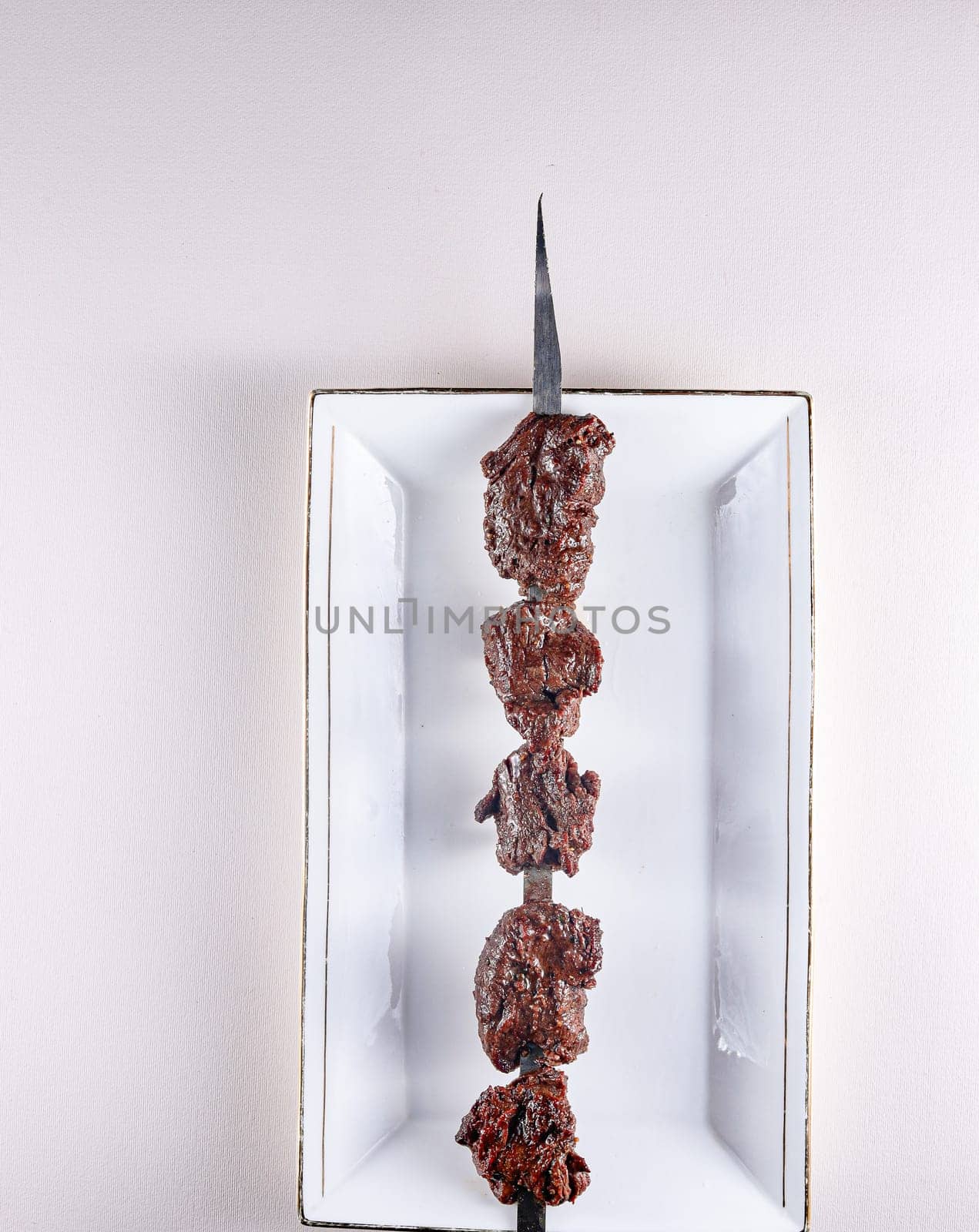 fresh and delicious mutton shashlik. View from above. Chinese cuisine