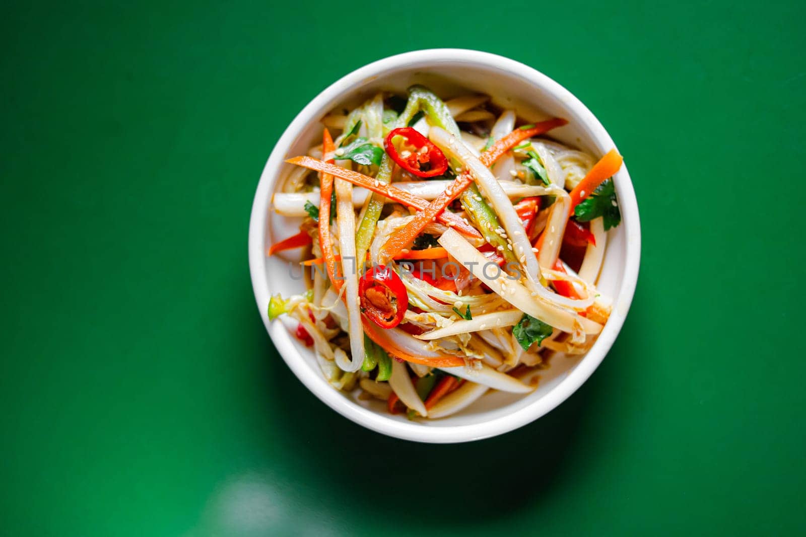 chinese cabbage salad made with carrot. View from above. Chinese cuisine, ingredient for hotpot