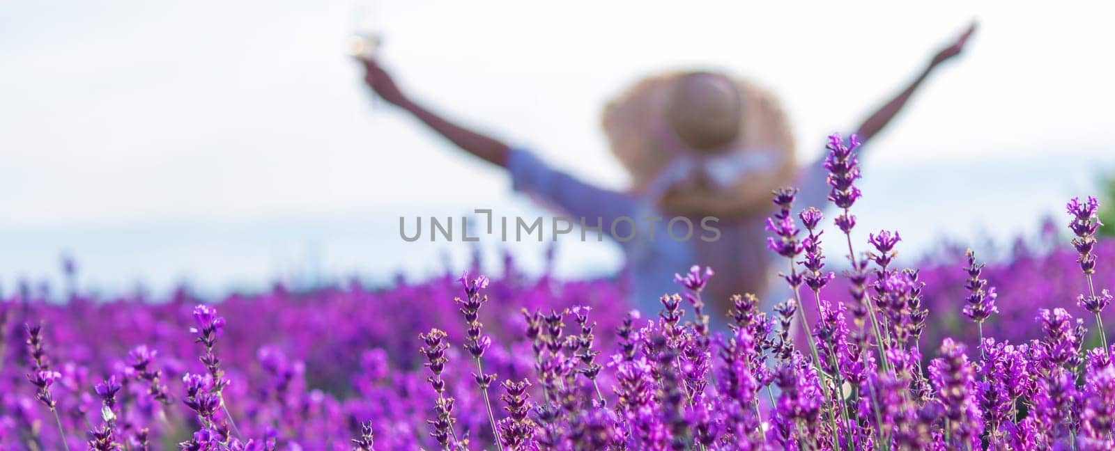 girl in lavender field. Selective focus. Nature