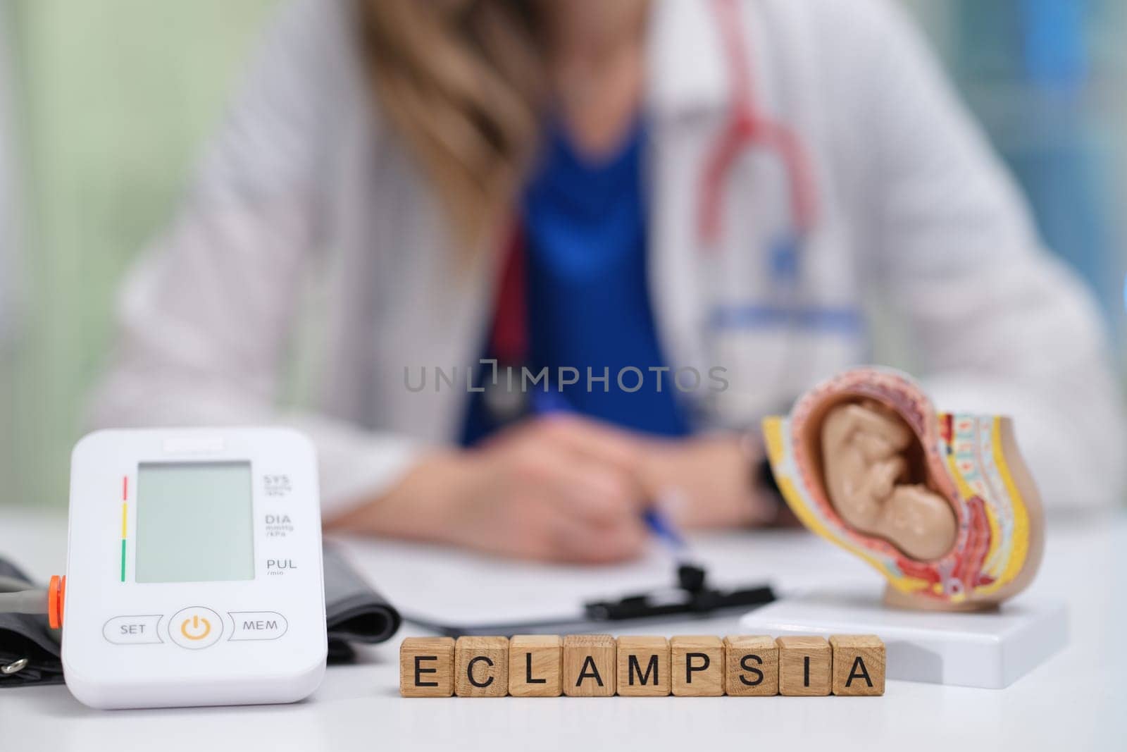 A medical professional discusses eclampsia, emphasizing the need for diagnostic tools and patient education