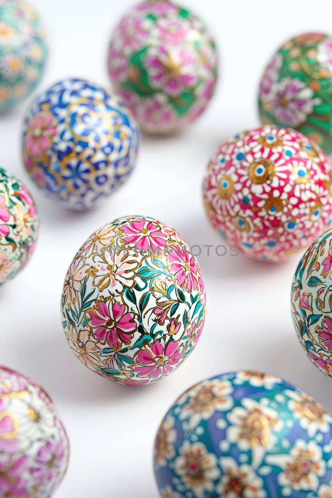 Close-up of painted eggs for Easter. Selective focus.