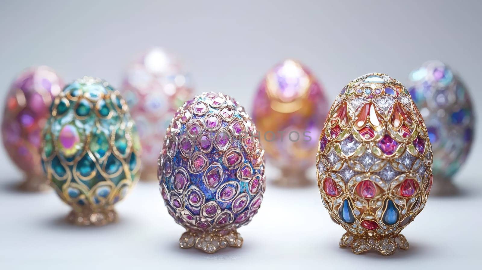 Close-up of painted eggs for Easter. Selective focus.