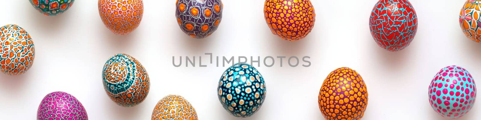 Close-up of painted eggs for Easter. Selective focus.