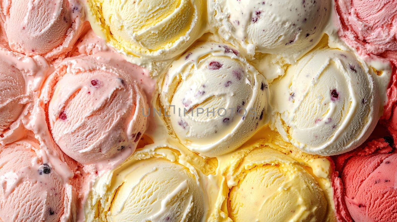 Berry ice cream top view. Selective focus.
