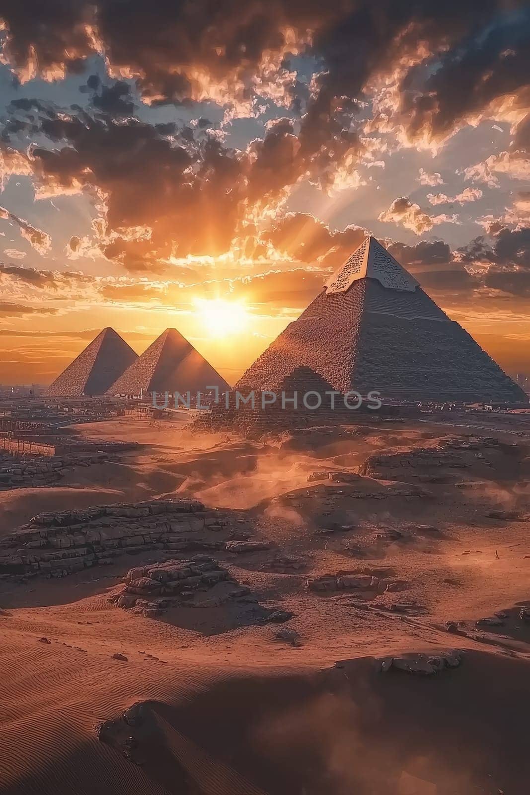 Beautiful pyramids in Egypt. Selective focus.