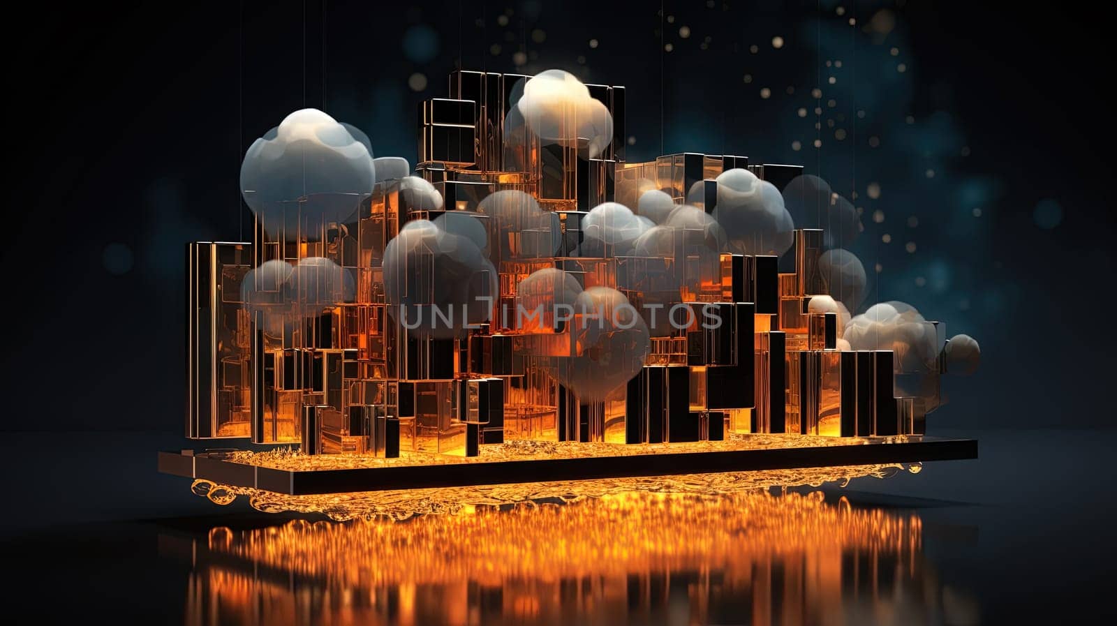 Cloud shaped technology abstraction. Connection and data storage concept. Generated AI