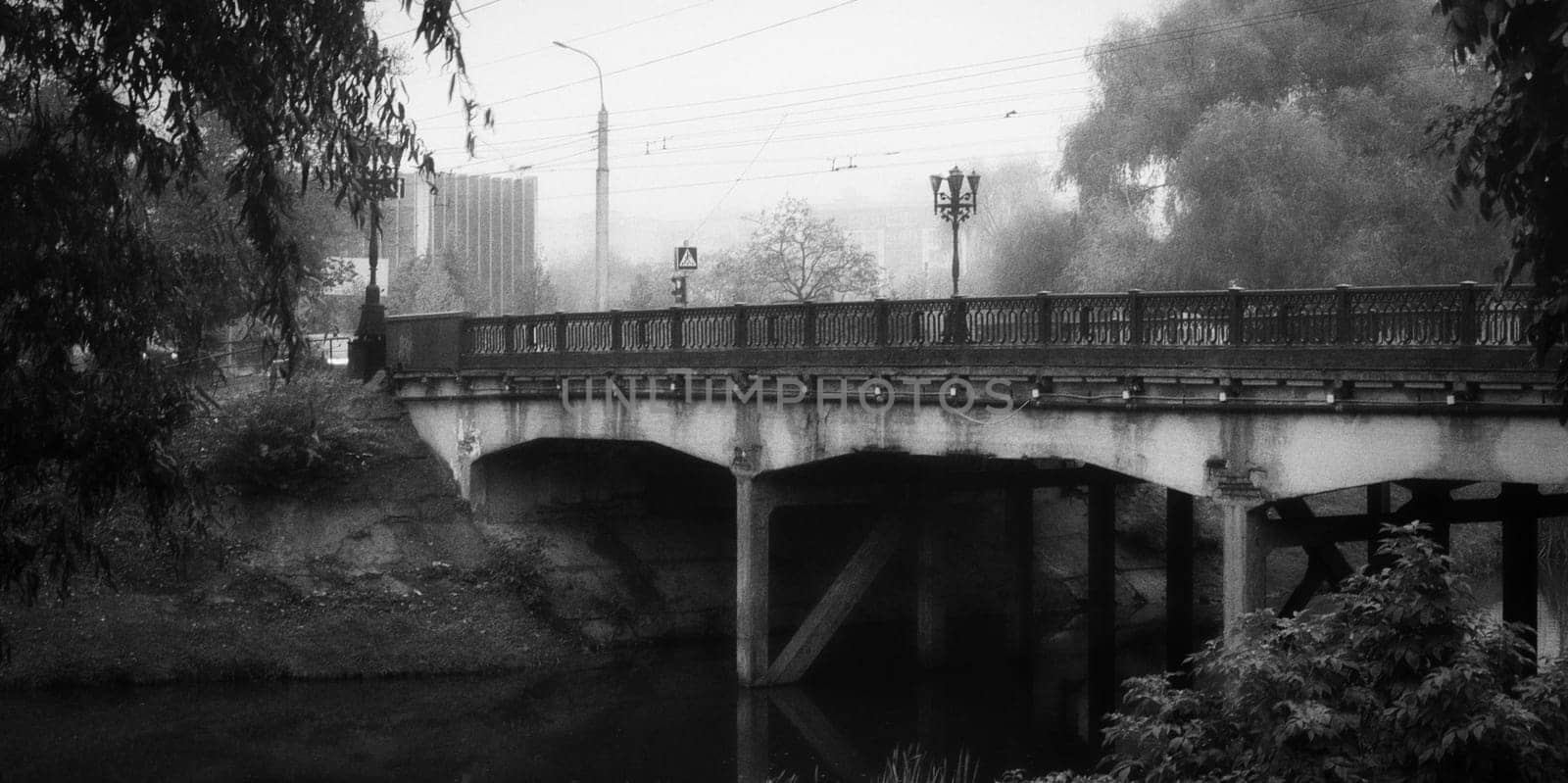 bridge countryside black and white. High quality photo