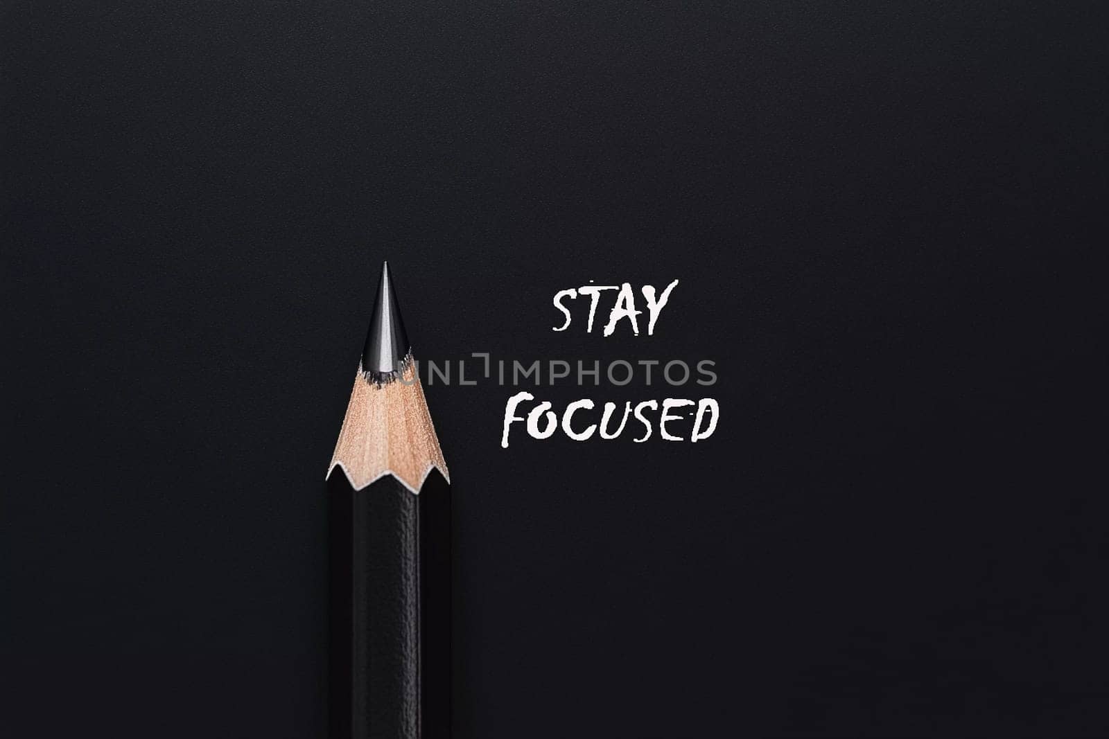 A sharpened pencil rests next to the message urging individuals to maintain their focus and dedication in their tasks.