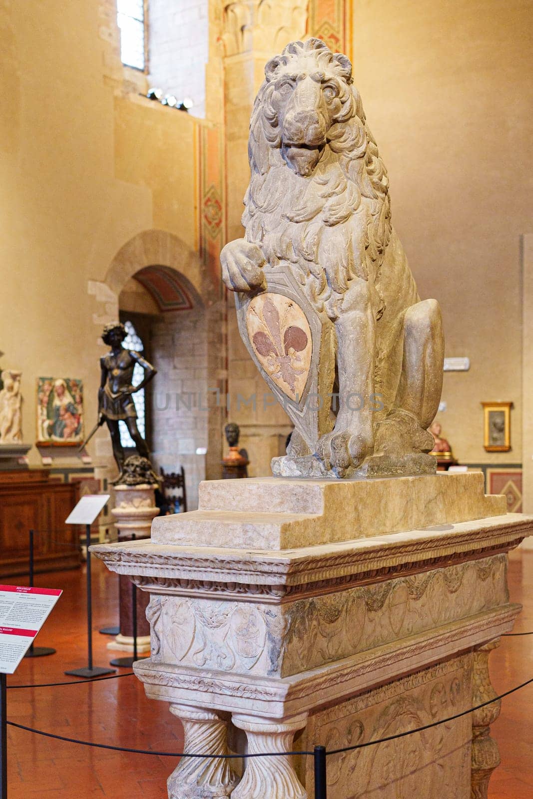 Florence, Italy, January 6, 2024: Marzocco, a heraldic symbol of florentine dominion. Donatello. Bargello museum
