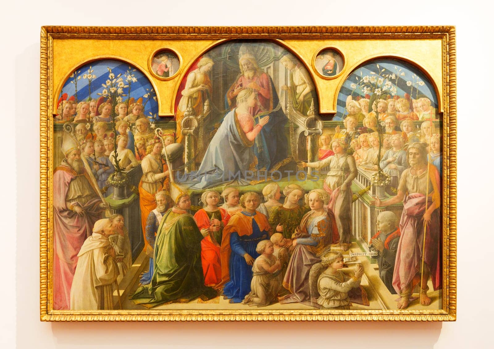 Florence, Italy, January 4, 2024: Coronation of the Virgin. Filippo Lippi.Uffizi Gallery, Florence
