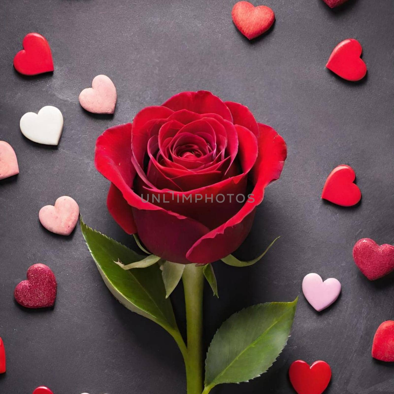 red rose flower pink heart valentine holiday. High quality 3d illustration