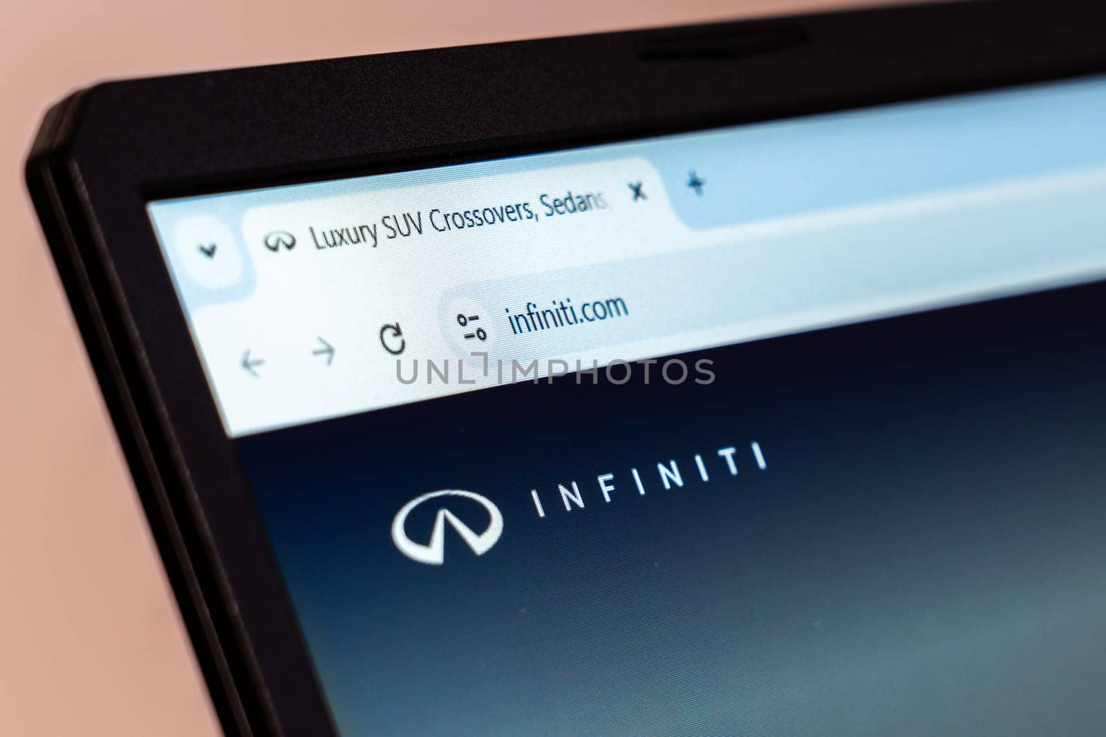 New York, USA - January 19, 2025: Infiniti website showcasing luxury car models and innovative automotive technology