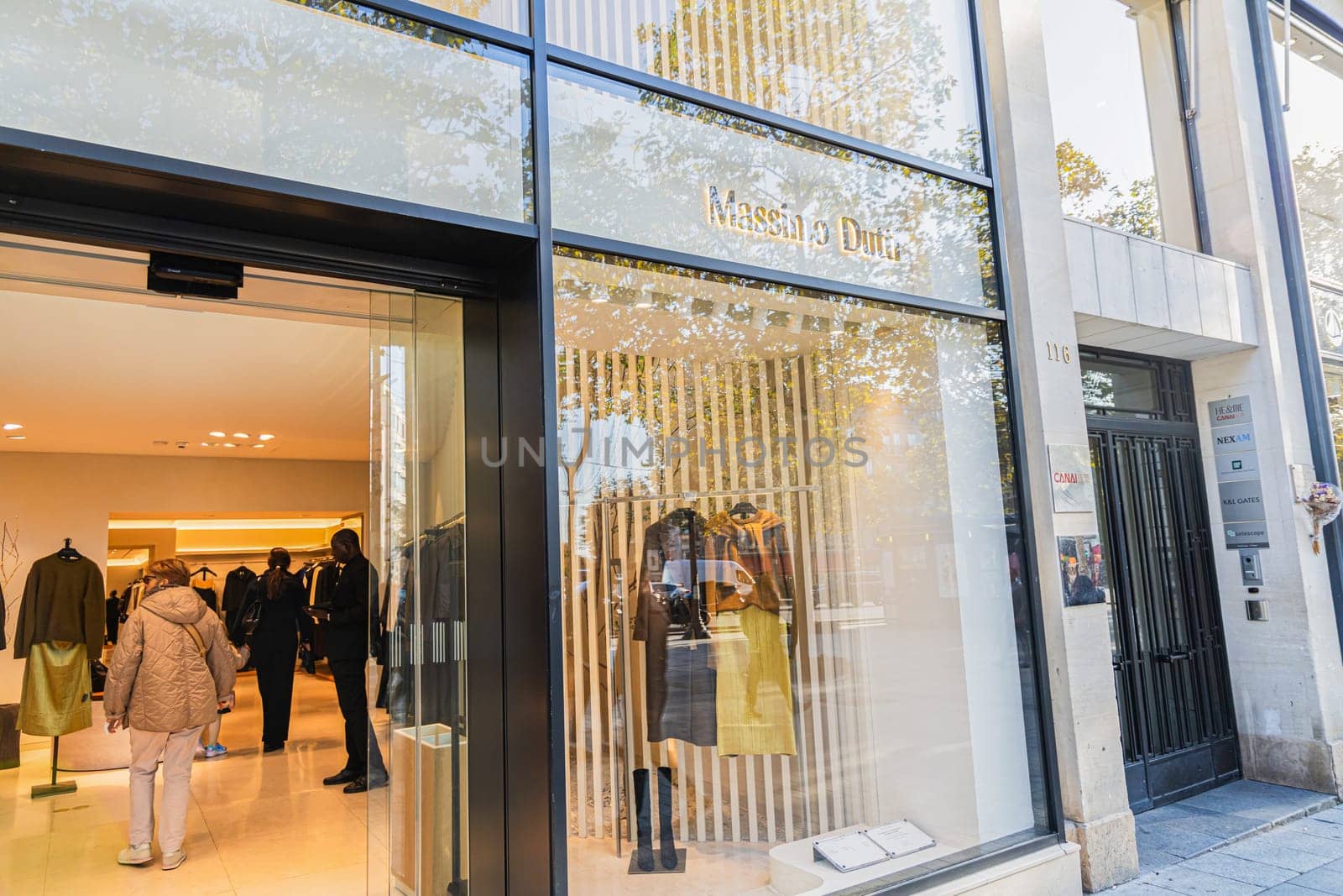 Italian fashion store for women and men Massimo Dutti. Paris, France - January 18, 2024