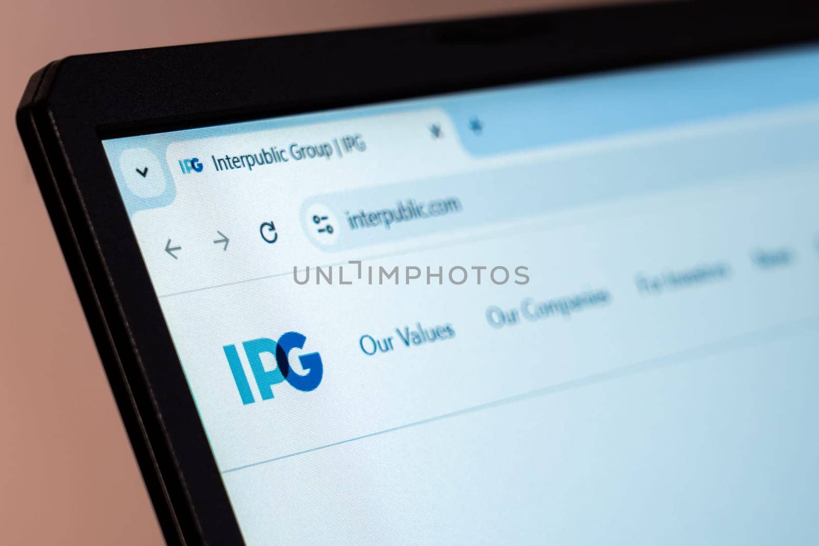 New York, USA - January 19, 2025: Interpublic Group website showcasing advertising and marketing services and corporate values