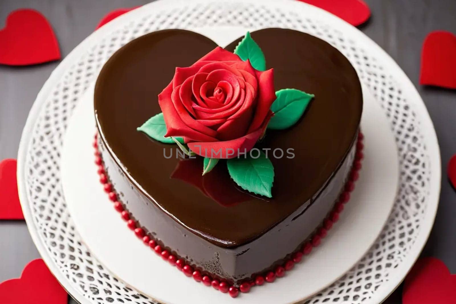 cake heart love dessert valentine holiday chocolate red rose beautiful. High quality illustration