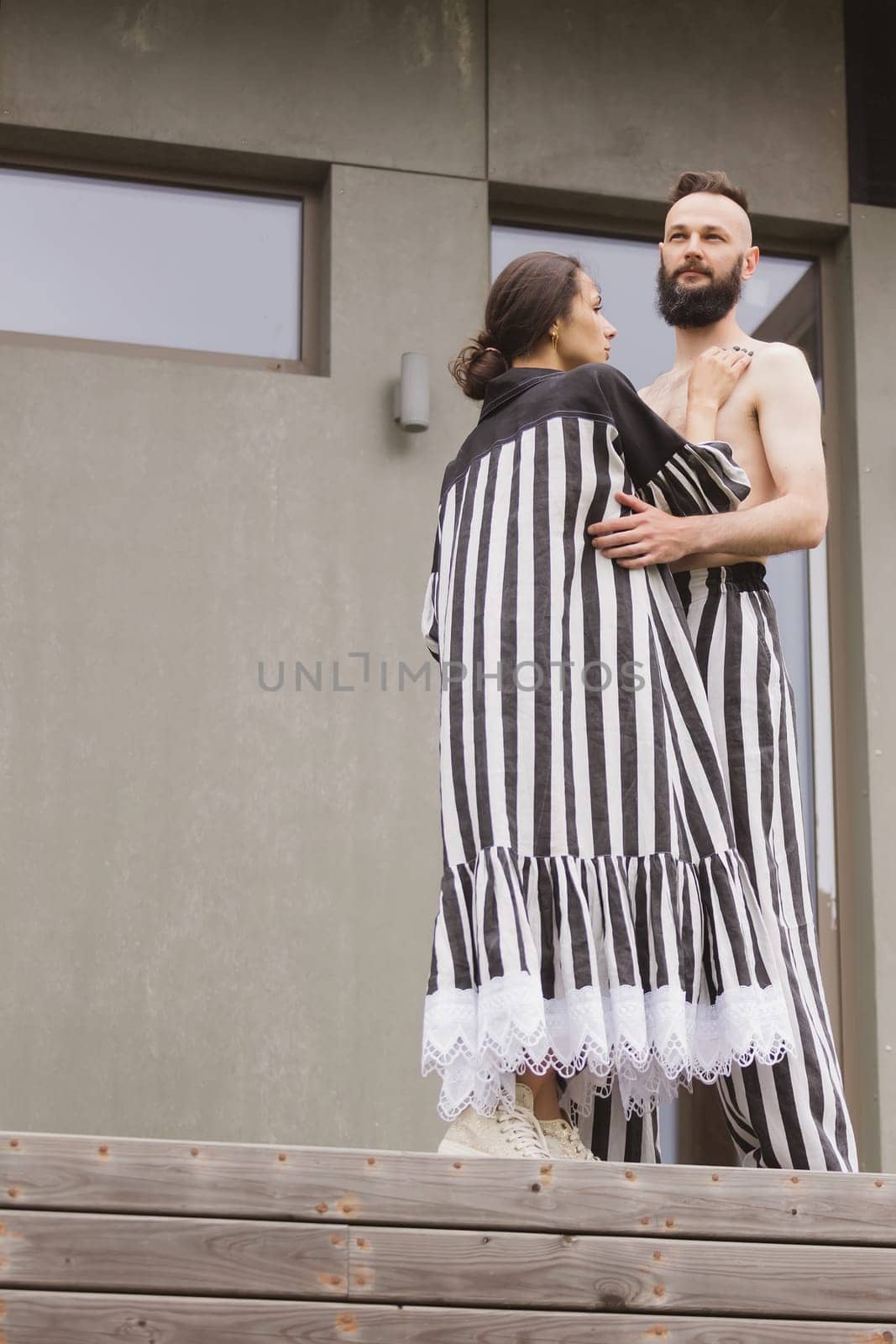 full length view of fashionable couple outdoor