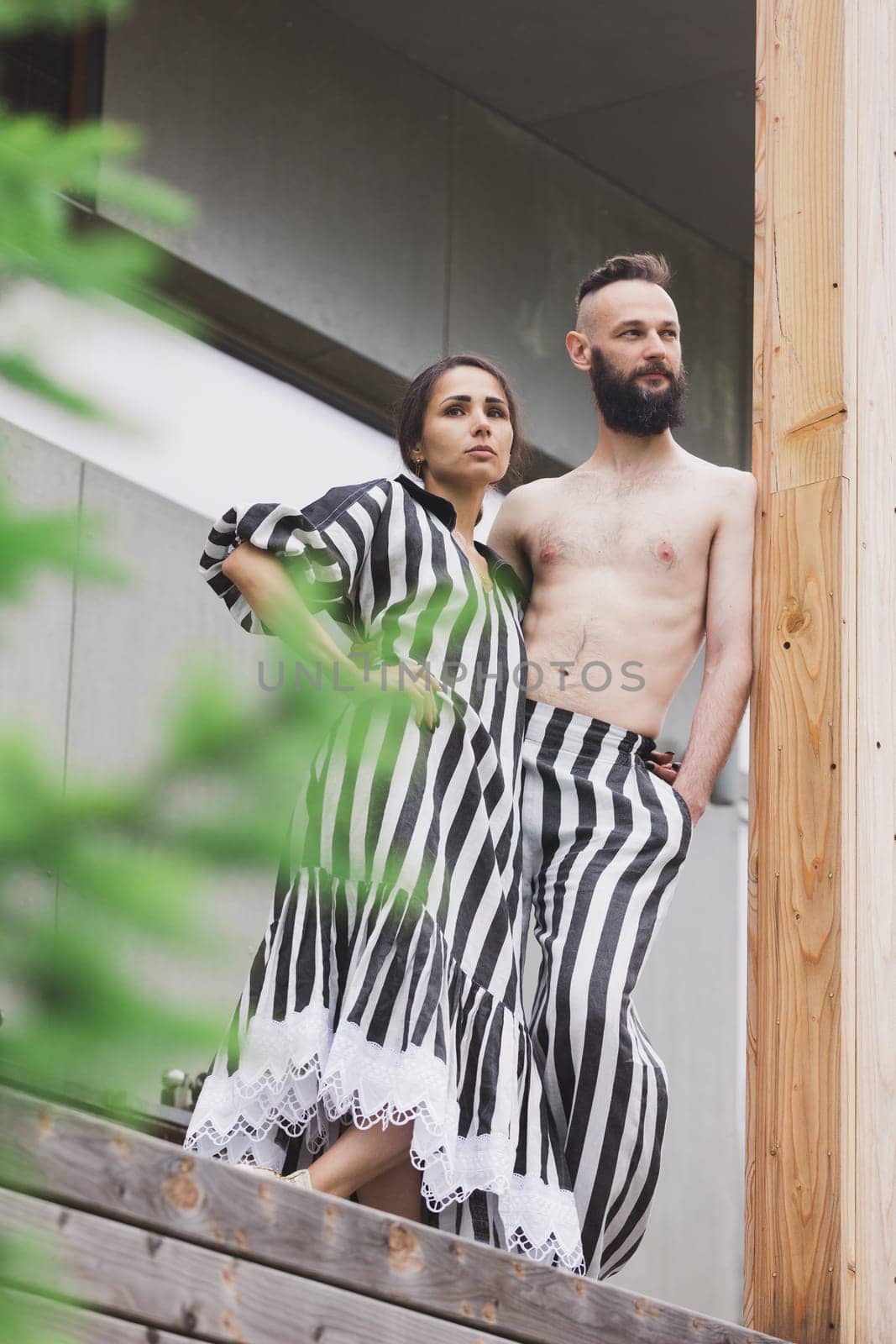 full length view of fashionable couple outdoor