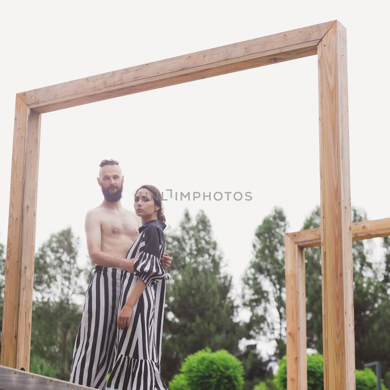 full length view of fashionable couple outdoor