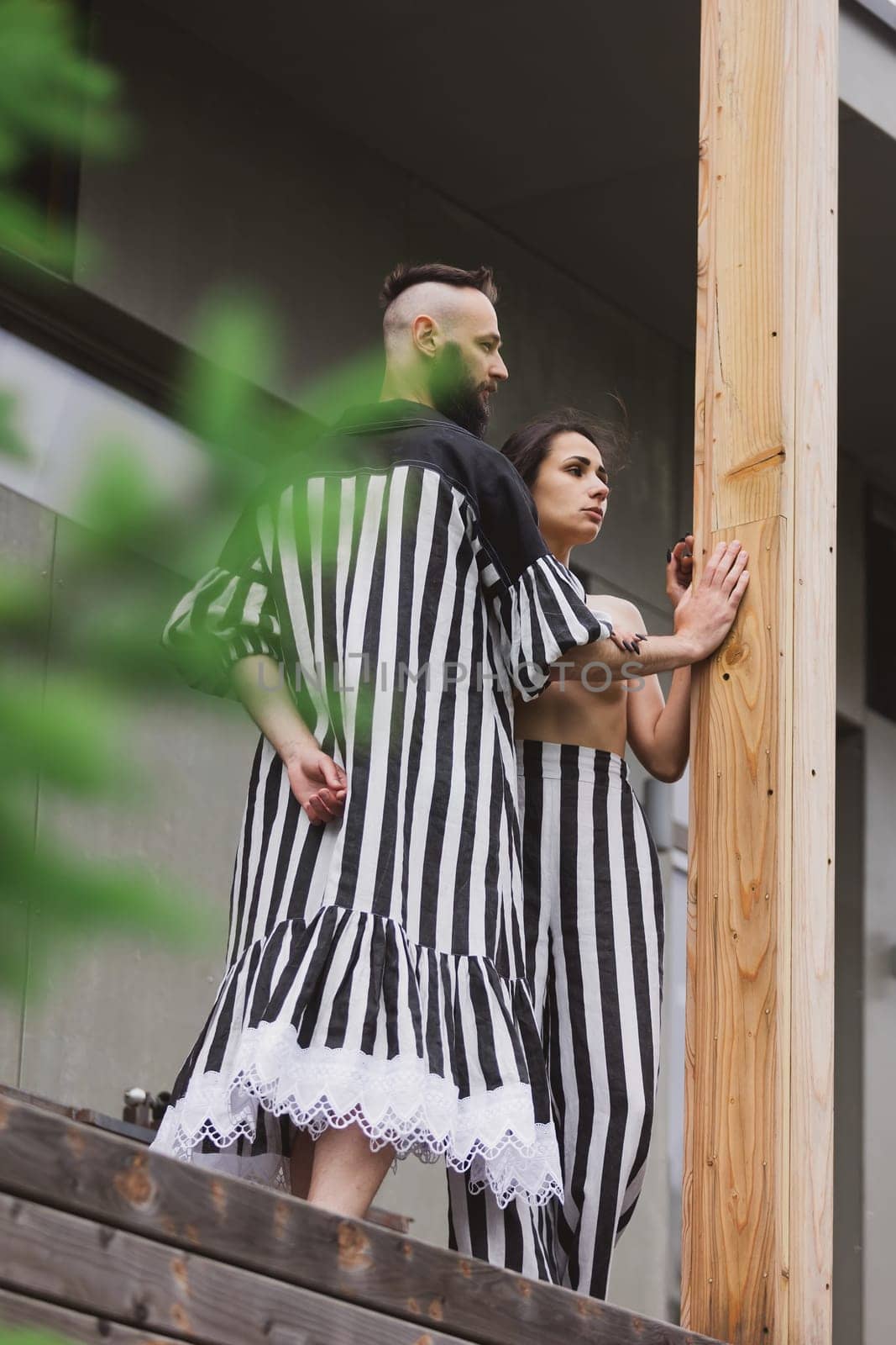 full length view of fashionable couple outdoor