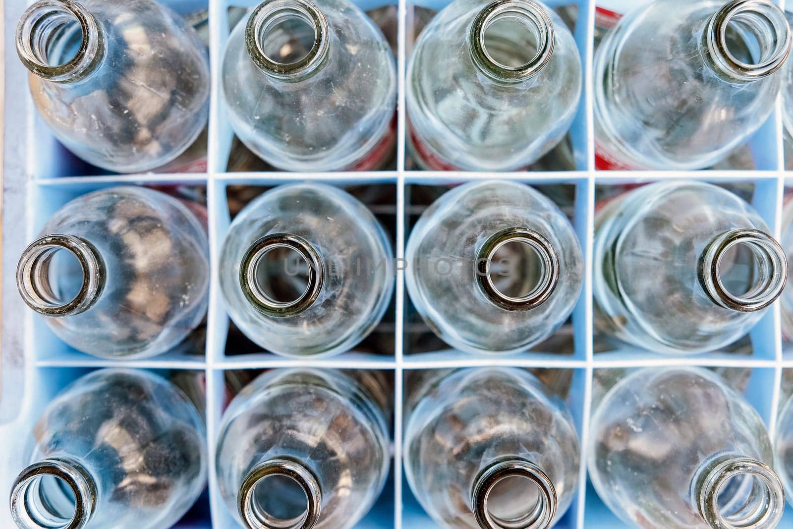 Empty bottles glass in Row. by ponsulak