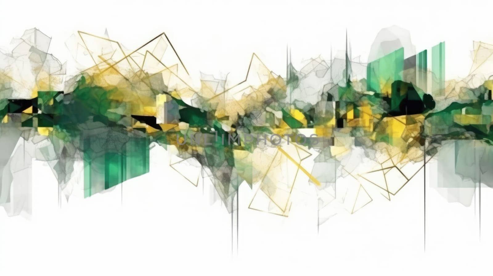 Abstract watercolor artwork mixed with buzzy geometric shapes for background of social media banner generative AI image