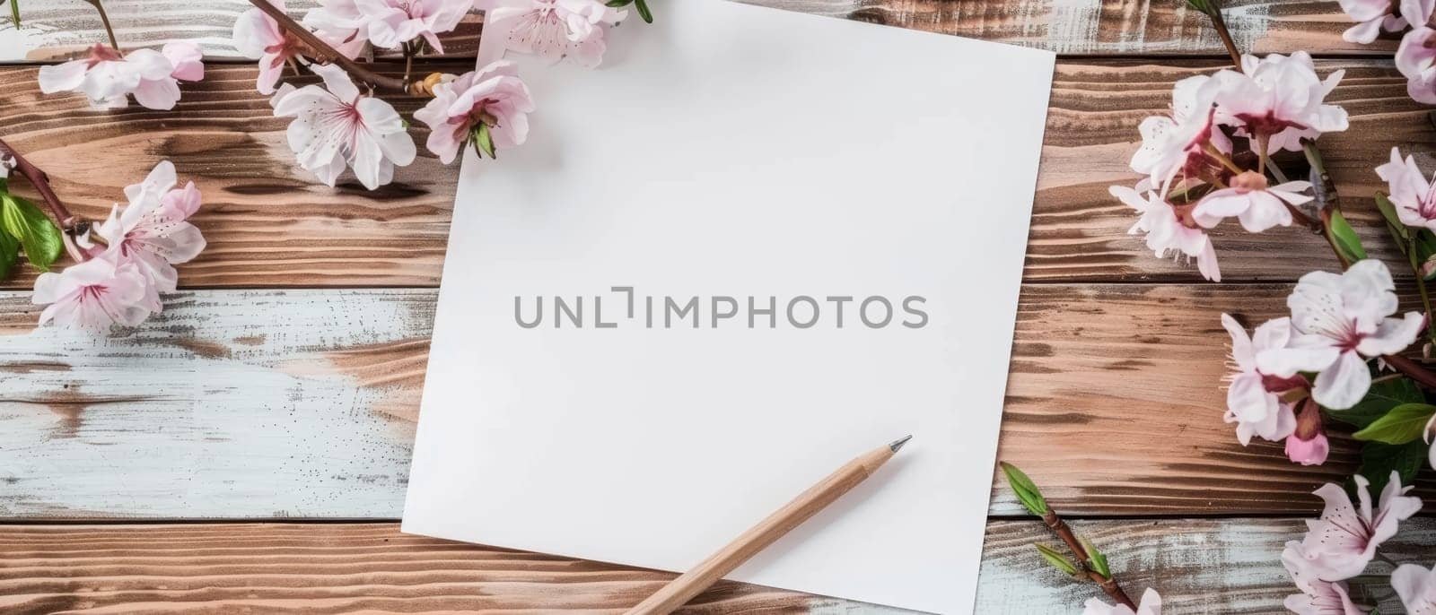 A fresh white paper backdrop accented with delicate cherry blossoms, ideal for spring-themed projects and nature-inspired designs