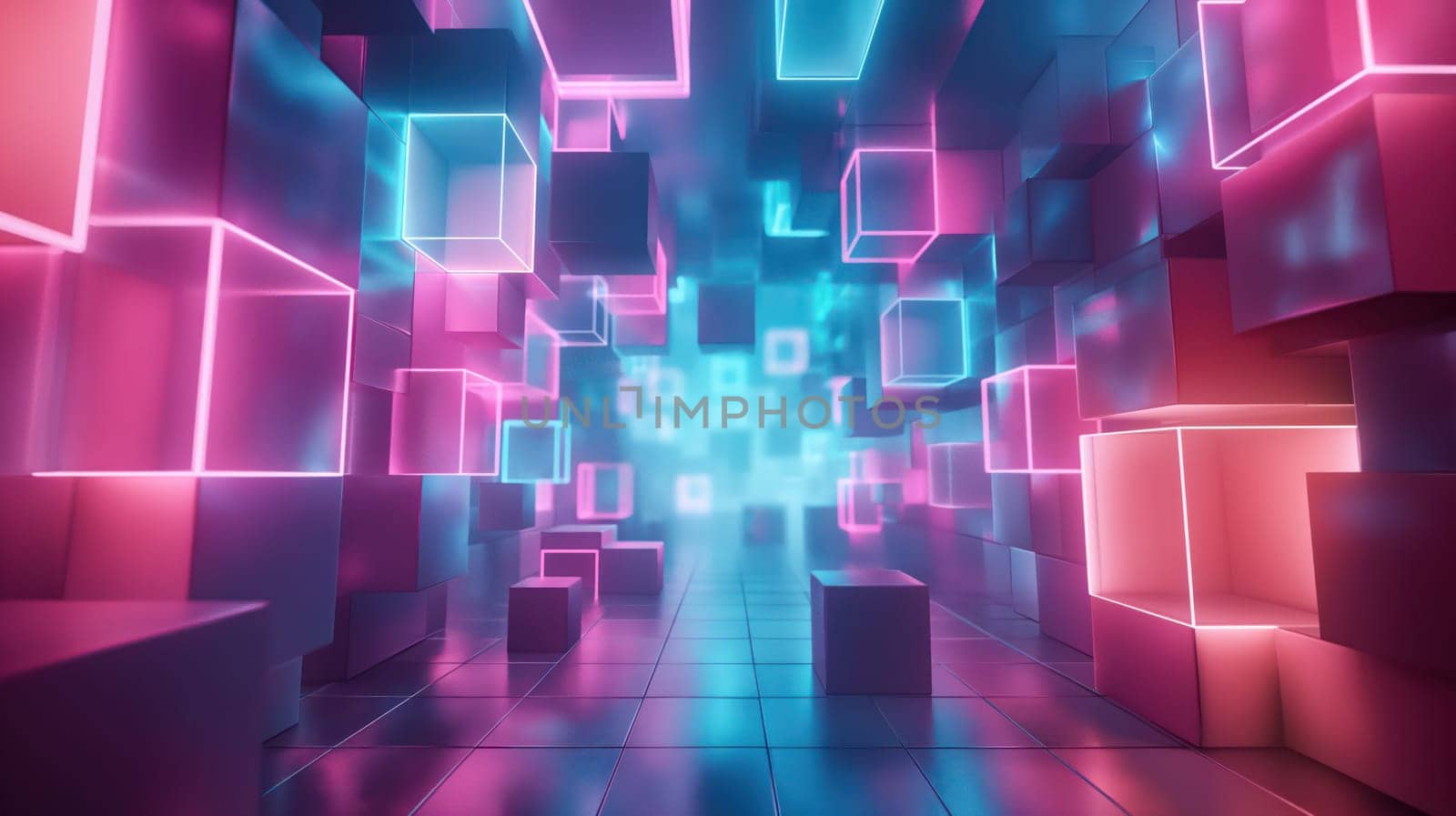Futuristic glow neon abstract tech background. Generative AI design