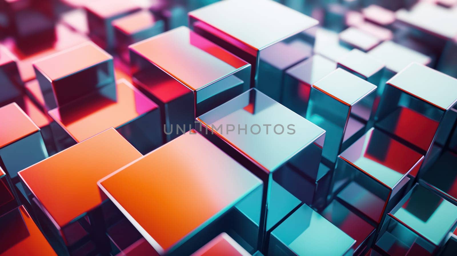 3d glossy cubes abstract tech geometric background. Generative AI design