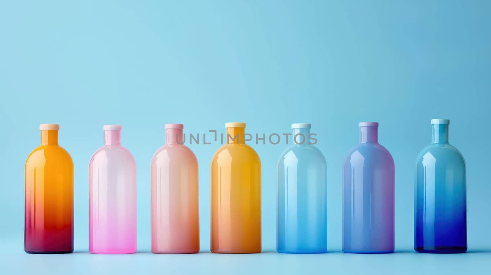 Set of colorful bottles. Generative AI image