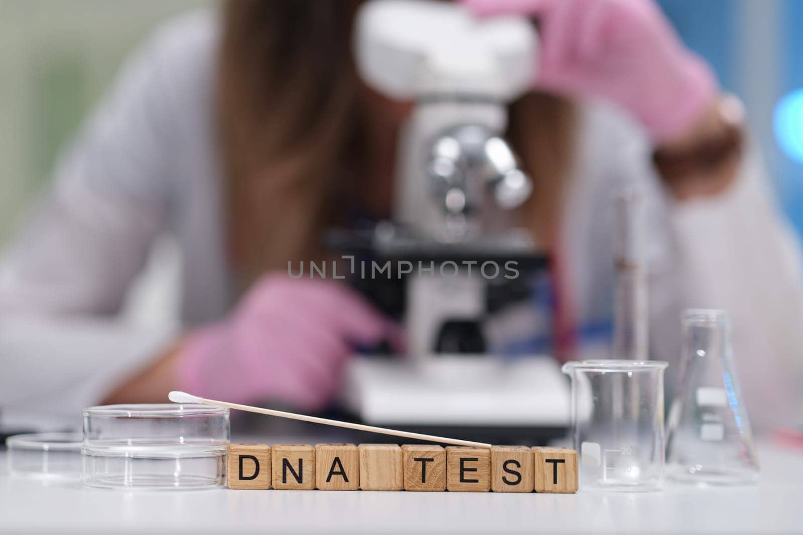 This highresolution image shows a wellarranged lab featuring a DNA test and modern scientific equipment