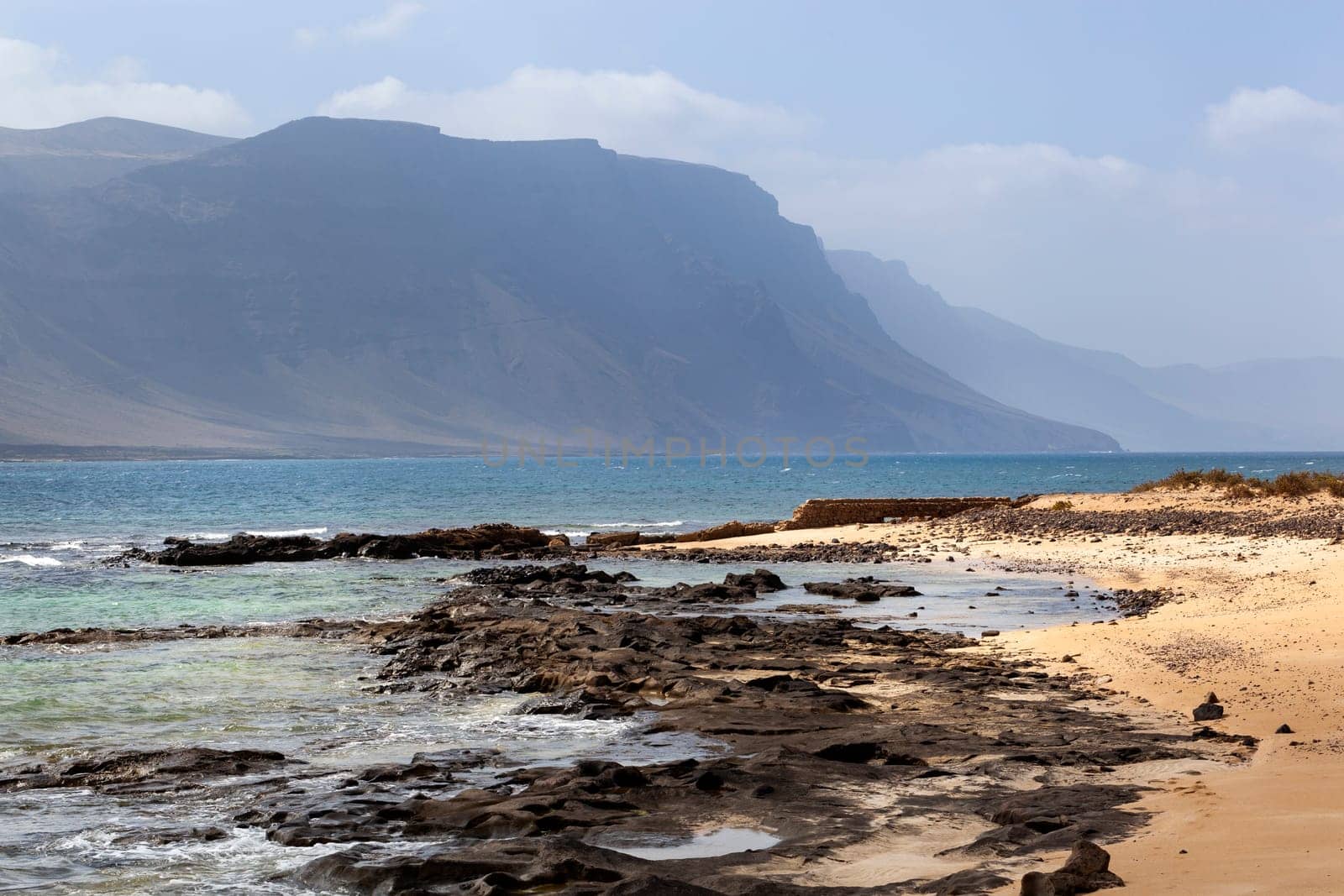 Beautiful rough coast of Caleta de Sebo on the island La Graciosa of Lanzarote