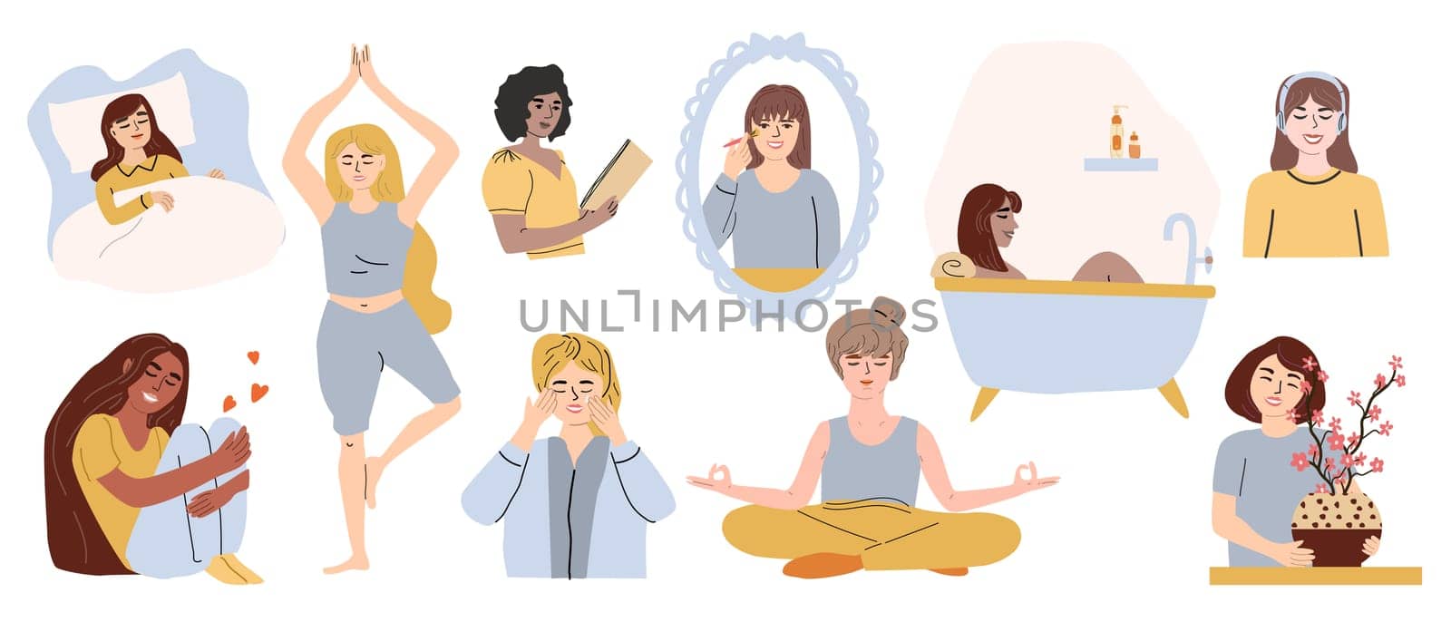 Self love practices for women in their 20s: relaxation, meditation, and wellness activities.