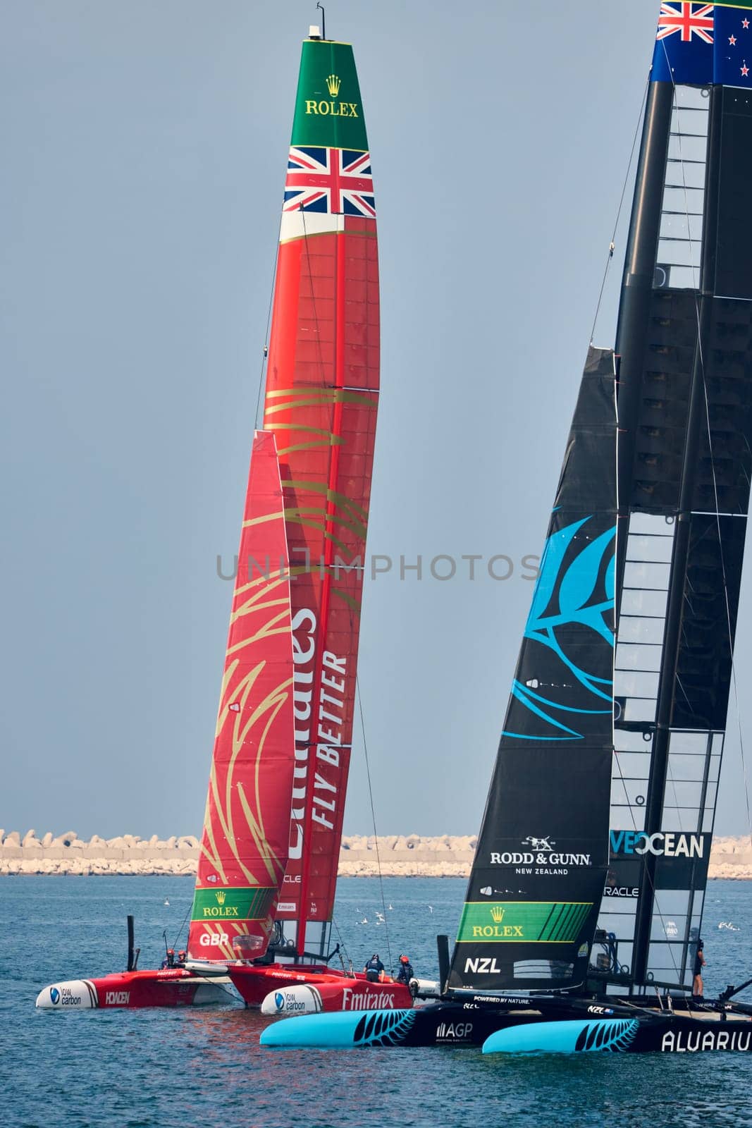 UAE, Dubai, 23 November 2024: Rolex Sail GP Grand Prix international sailing competition using high performance F50 foiling catamarans. High quality photo