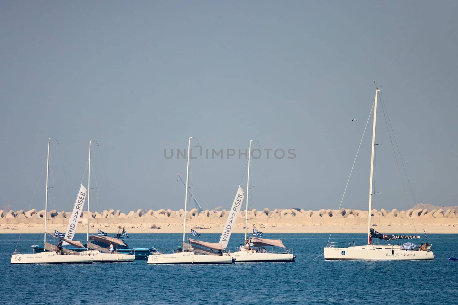 UAE, Dubai, 23 November 2024: Rolex Sail GP Grand Prix international sailing competition using high performance F50 foiling catamarans. High quality photo