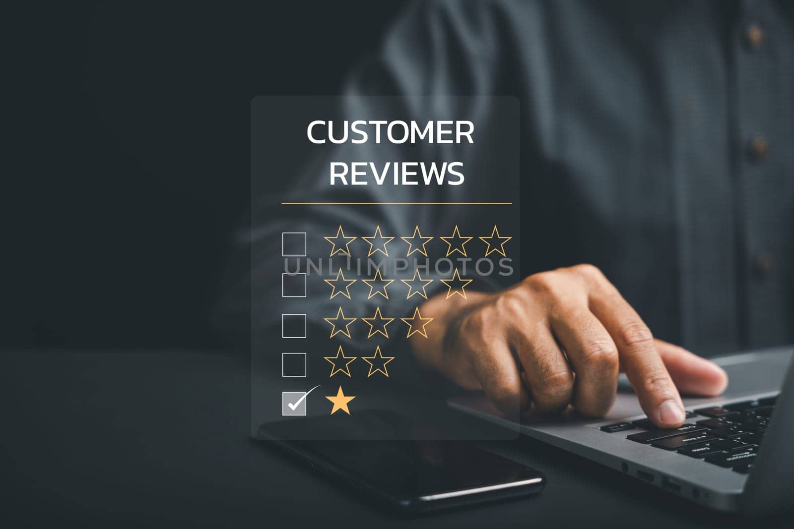 Negative customer feedback concept by Sorapop