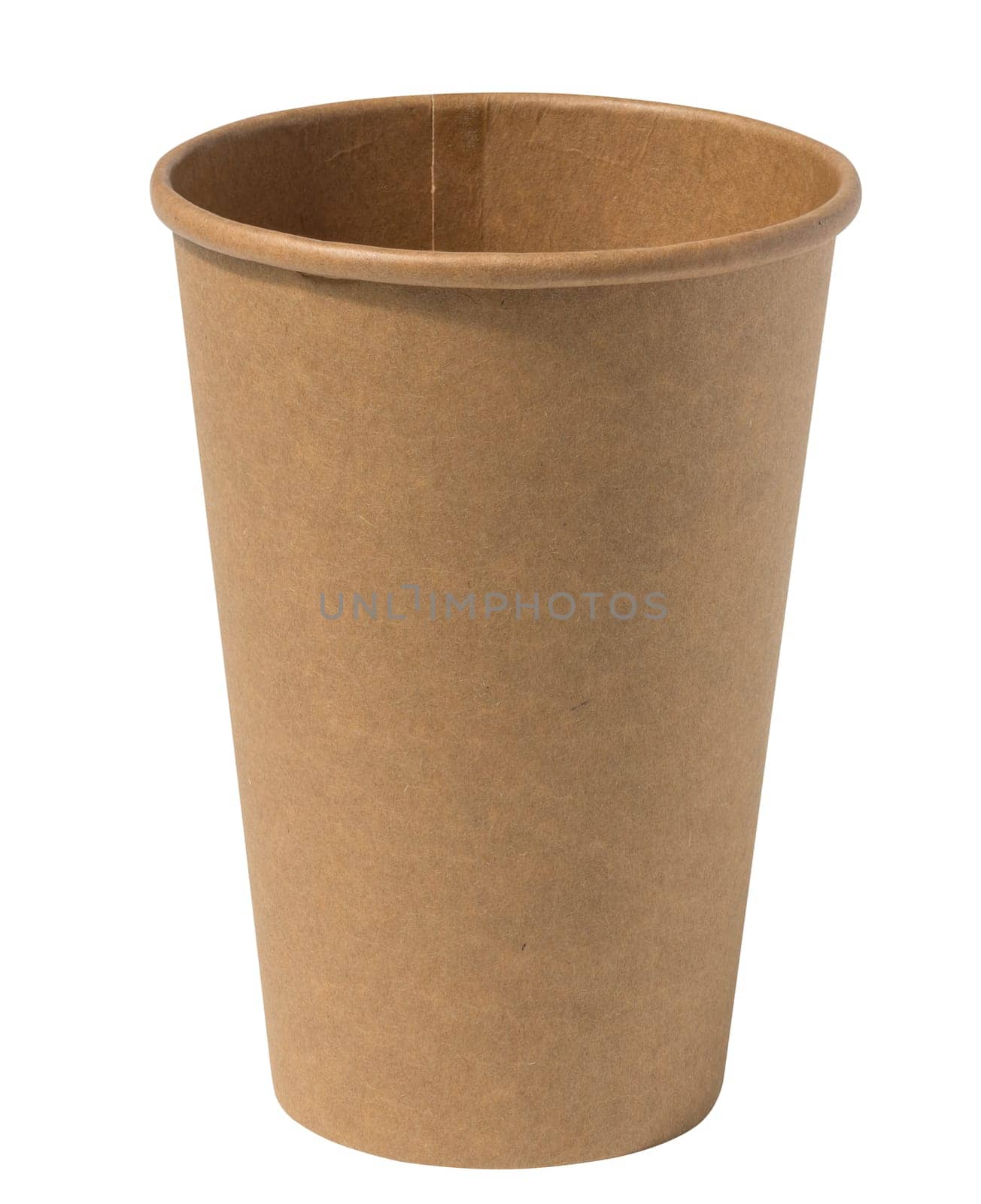 Empty brown paper disposable cup on a white background, concept eco-friendly, zero waste  by ndanko