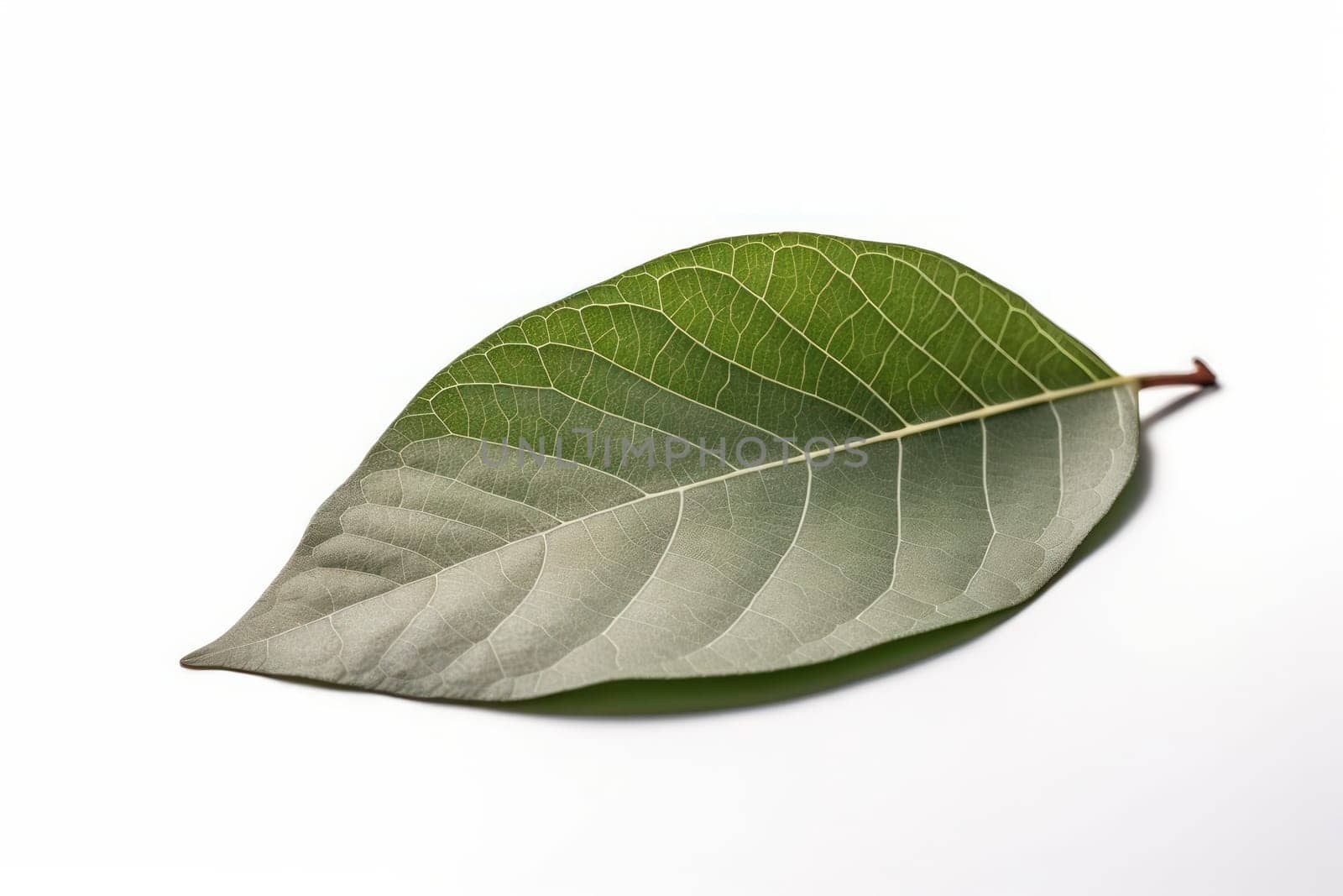 A bright green leaf isolated on a white background, its natural beauty and simplicity making it a perfect symbol of growth and renewal. AI Generative.