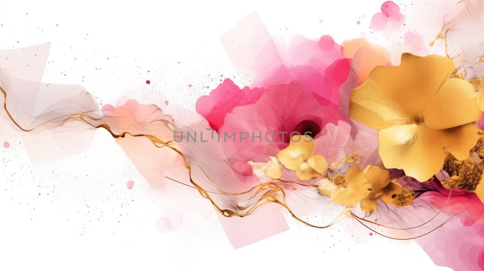 Watercolor abstract design for background of wedding or buzzy social media banner on white background generative AI