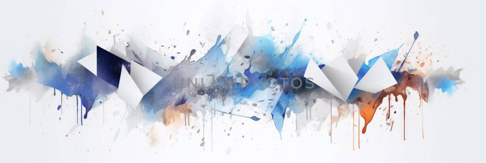 Abstract watercolor artwork mixed with buzzy geometric shapes by biancoblue