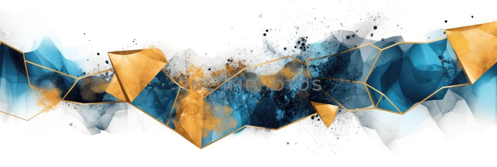 Abstract watercolor artwork mixed with buzzy geometric shapes for background of social media banner generative AI image