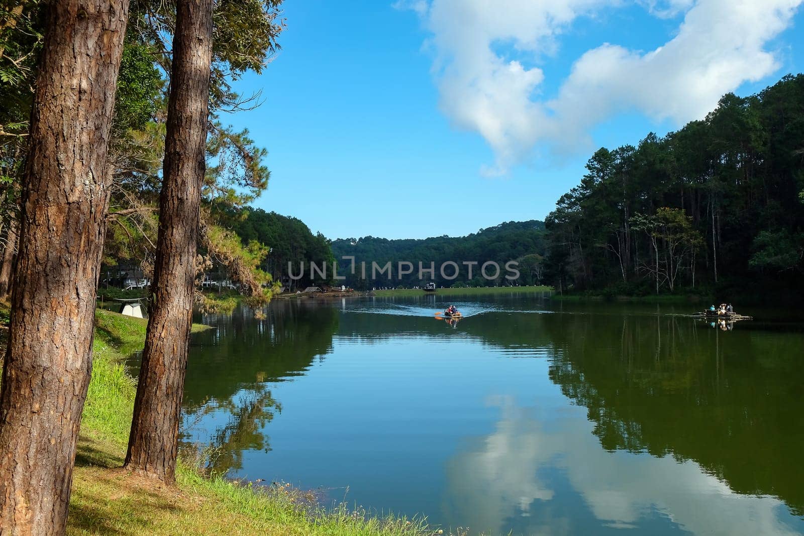 View of the lake at Pang Tong Under Royal Forest Park ( Pang Ung ), Mae Hong Son, Thailand. Pang Ung is a popular place to stay in a camping in the winter.