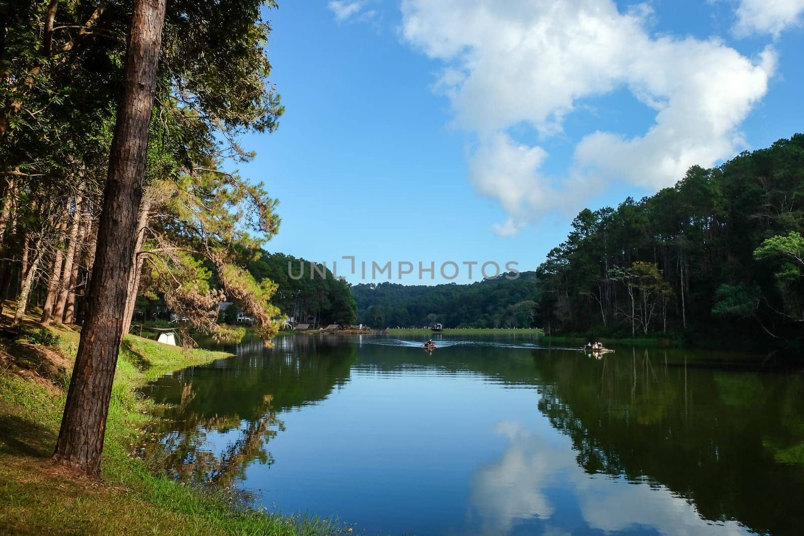 View of the lake at Pang Tong Under Royal Forest Park ( Pang Ung ), Mae Hong Son, Thailand. Pang Ung is a popular place to stay in a camping in the winter.