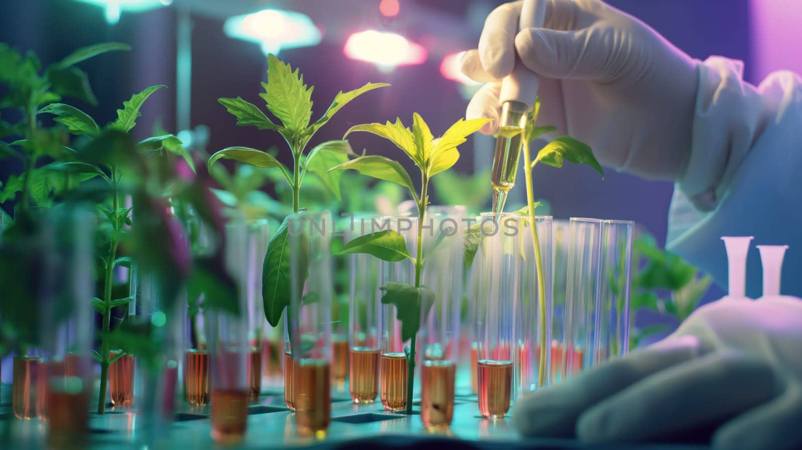The process of growing plants in a bio greenhouse. Generative AI image