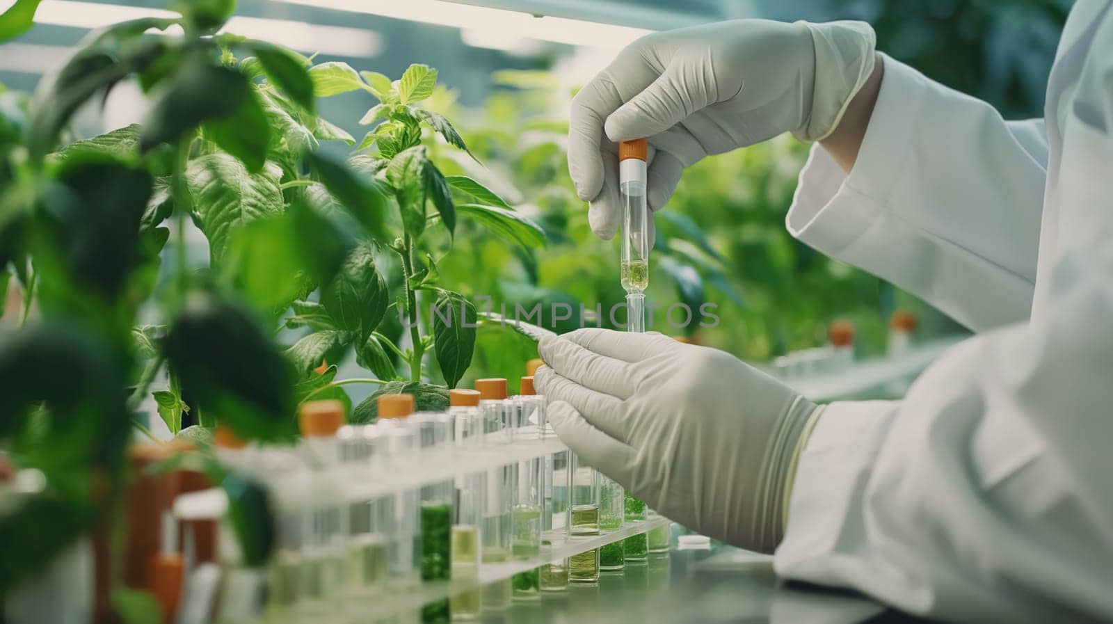 The process of growing plants in a bio greenhouse. Generative AI image