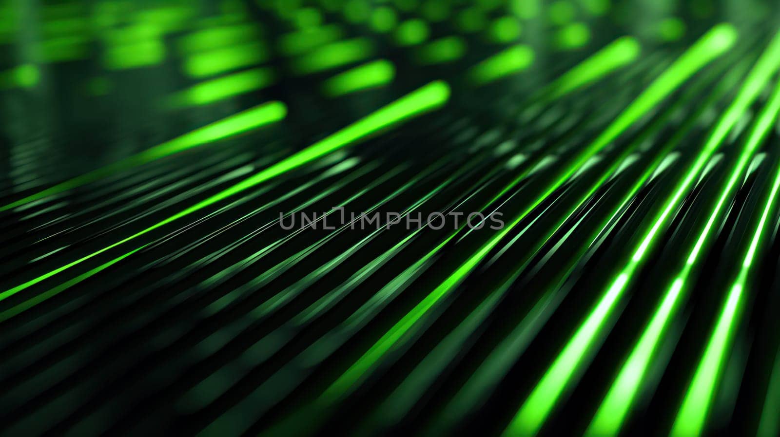 Abstract blue fluorescent lines and stripes with soft gradient effect. Generative AI design