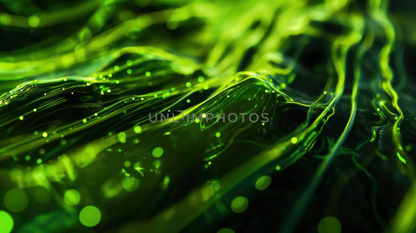 Bright green fluorescent liquid abstract background. Generative AI design